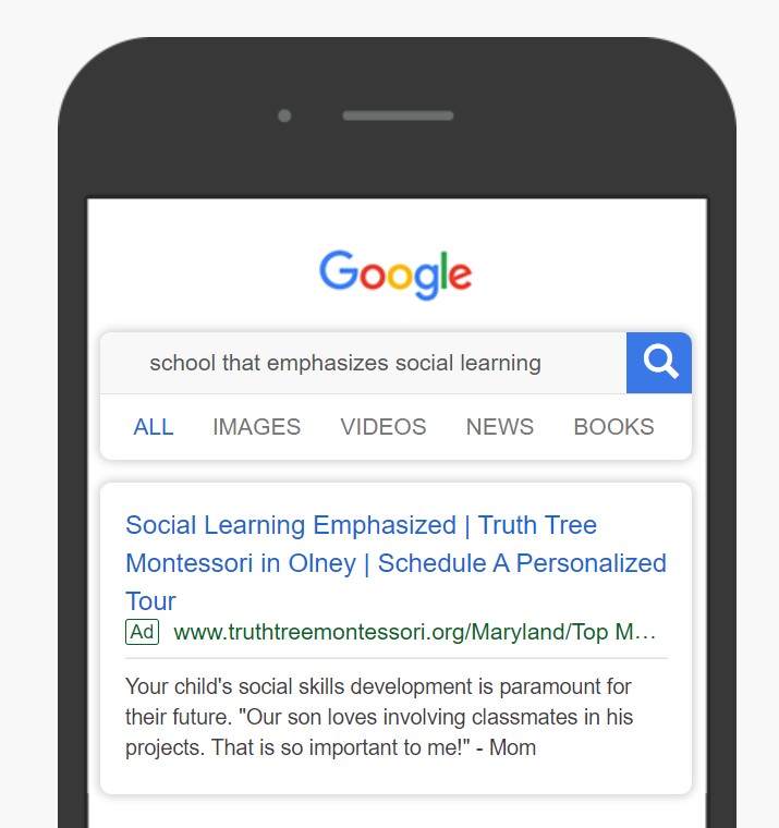 montessori school marketing blog google ad - Truth Tree
