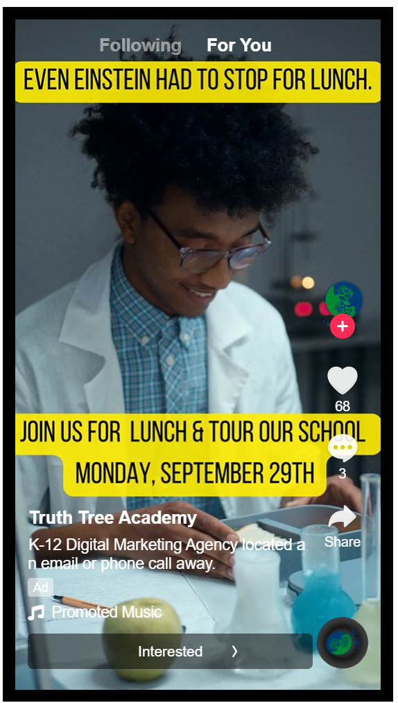 TikTok advertising for school marketing - Truth Tree