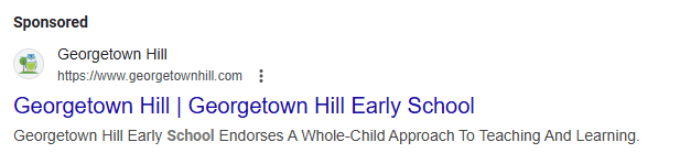 an example of a Google search ad for a school showing call outs and sitelinks | image accompanies a blog post by Trevor Waddington, M.Ed, a school marketing expert | Truth Tree provides digital marketing strategies and solutions for private schools